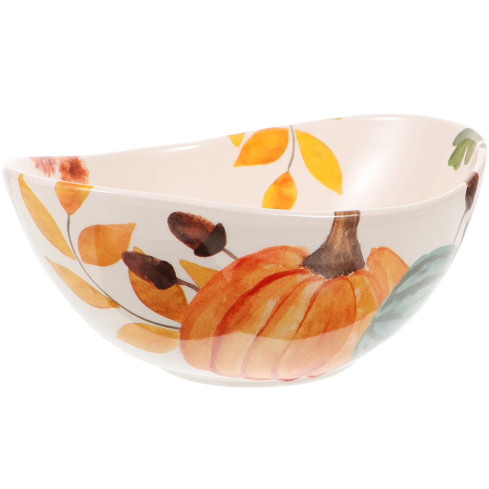 

Fall Themed Printing Bowl Salad Bowl Ceramic Food Serving Bowl Dessert Bowl Home Supplies