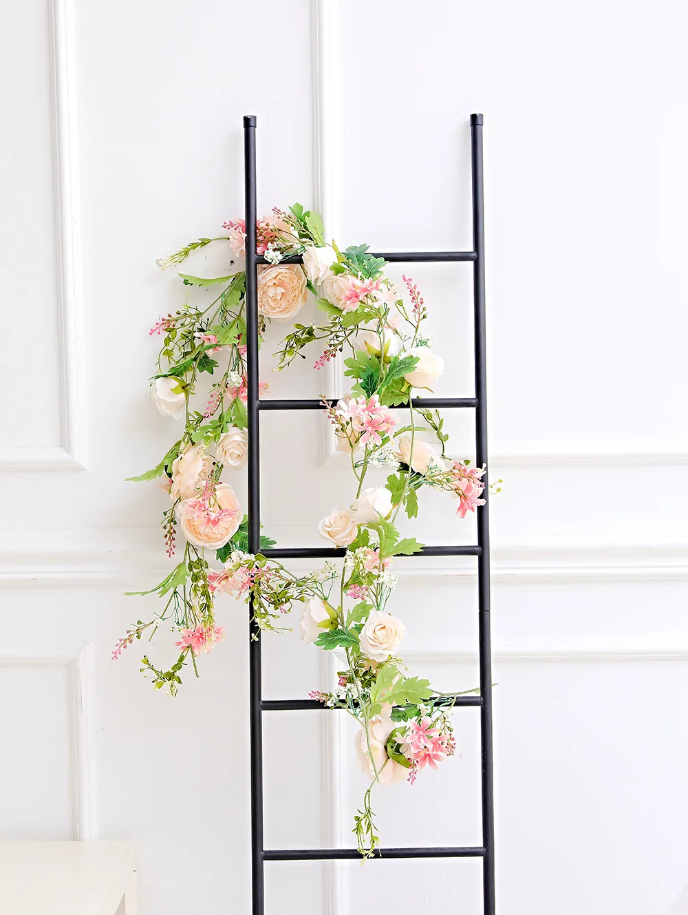 

Simulation leaves ceiling rose peony with leaf rattan plastic fake flower vine window decoration wedding arch decoration