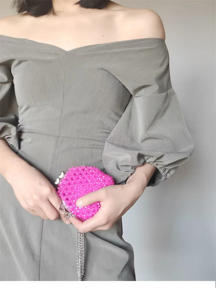 Модная сумка для монет и карт ярких цветов с радужными бусинами