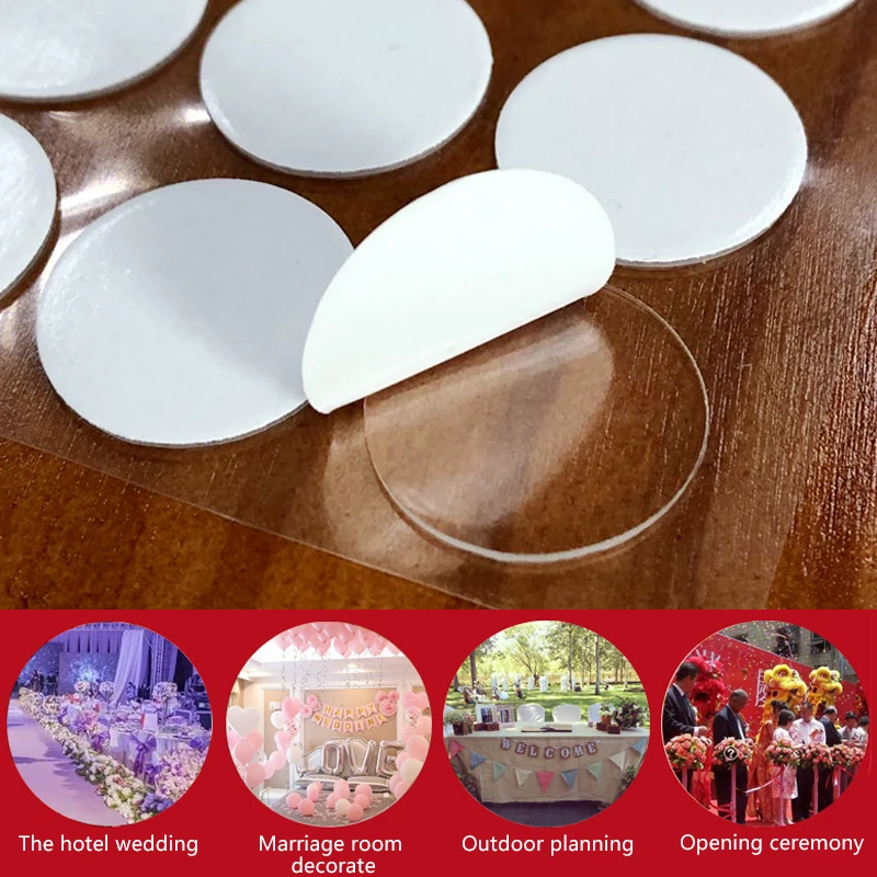 210PCS Double-Sided Adhesive Tape Round Traceless Patch Waterproof High Temperature Resistance Fixed Sticker Sticky Pad - купить по