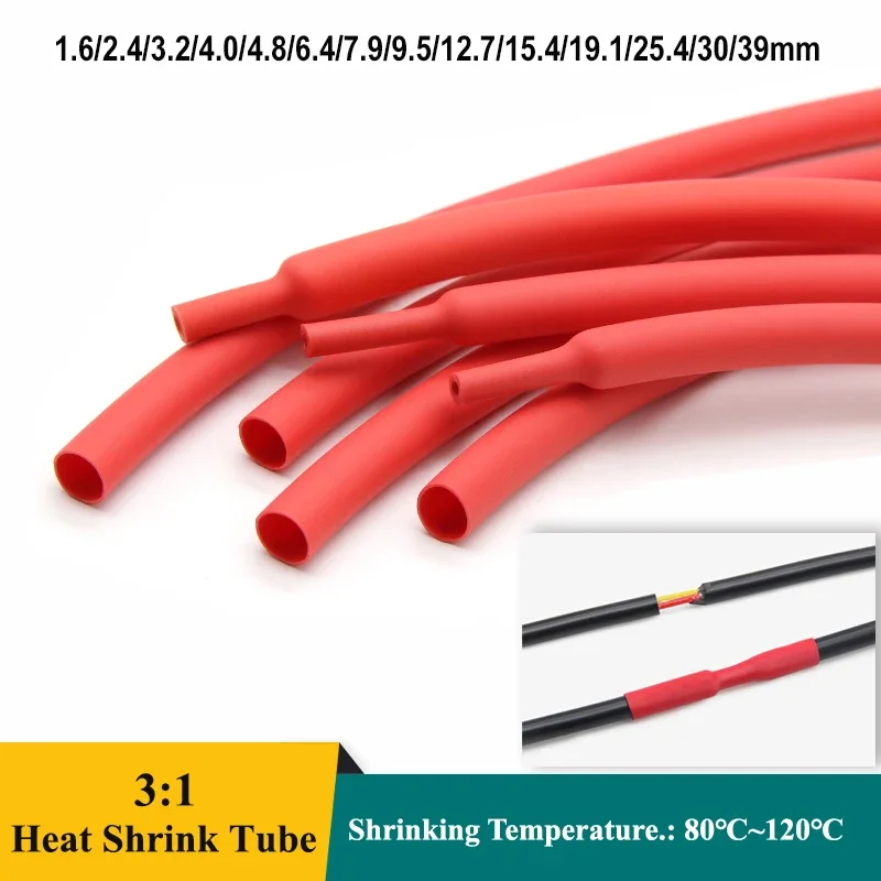 1 ~ 20 м красная термоусадочная трубка 3:1 клей 6/2 4/3 2/4 0/4 8/6 4/7 9/9 5/25 4/30/39 мм