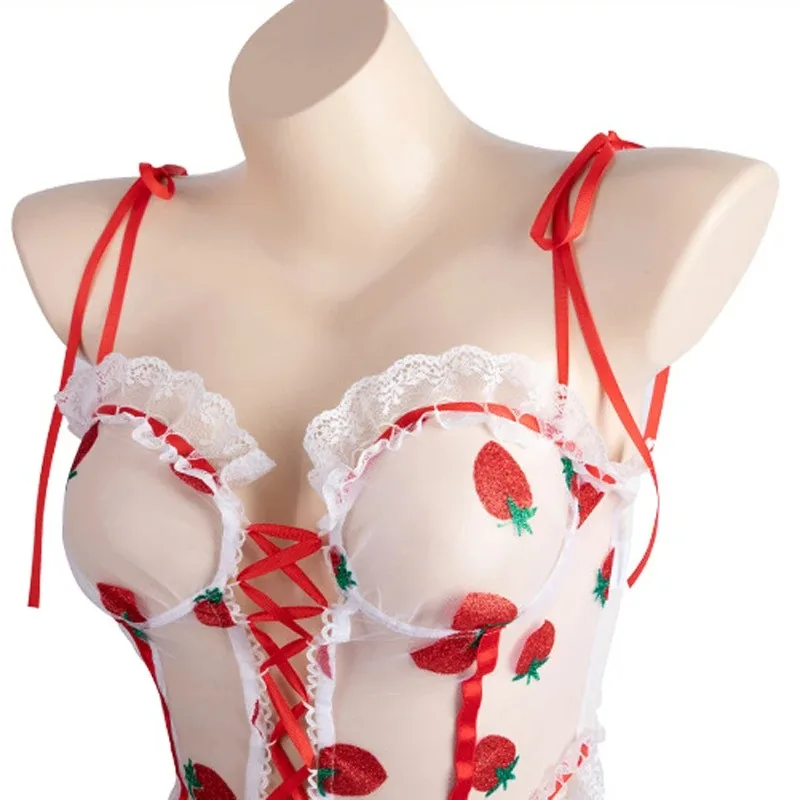 Сексуальное клубничное нижнее белье микро бикини японское аниме косплей