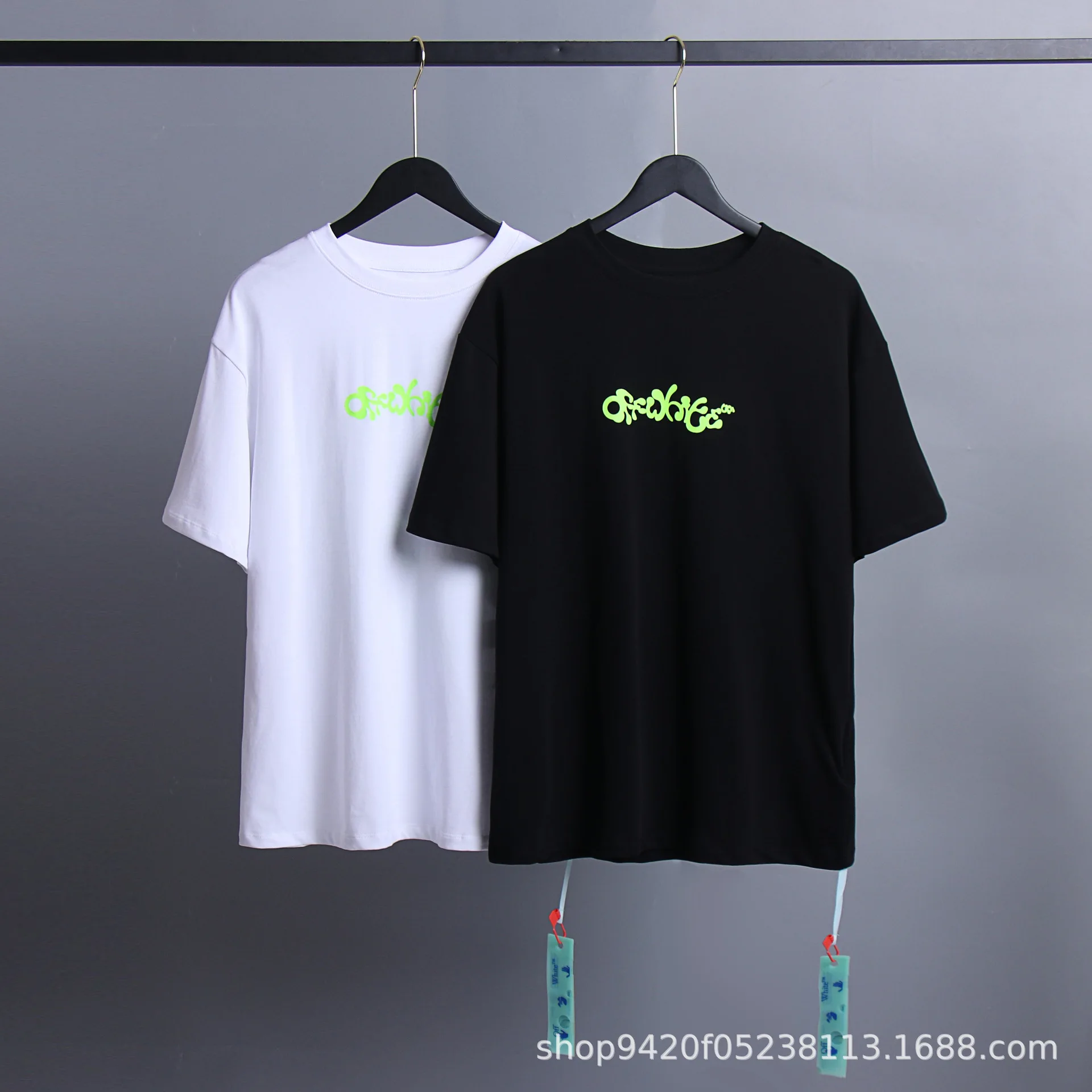 

2024 Summer new high-quality OFF White yellow letter printing arrow short-sleeved T Shirt for men and women