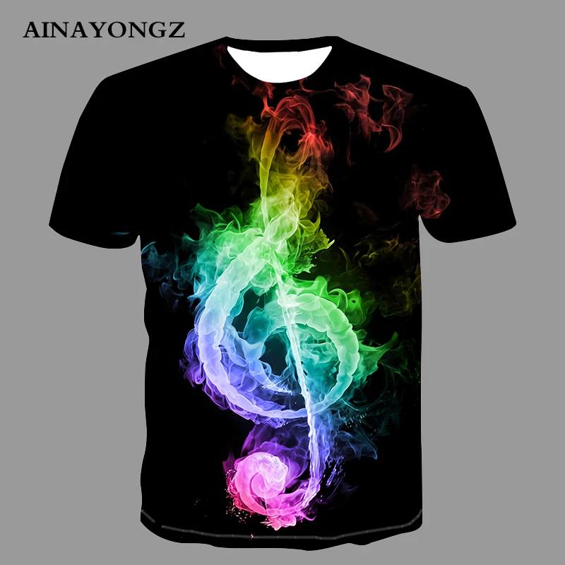 New Trend Summer Men's T-shirt 3d Printed Musical Note Graphic T Shirts Music Creation Tees Tops Male Hip Hop Tik Tok Clothing