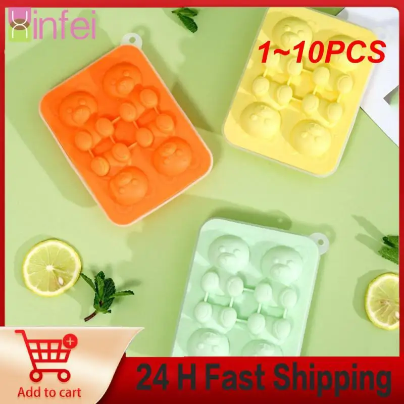 

1~10PCS Cute Teddy Bear Making Mold Splash-proof And Easy To Fall Off, For Refrigerator With Container, Cute Bear Ice