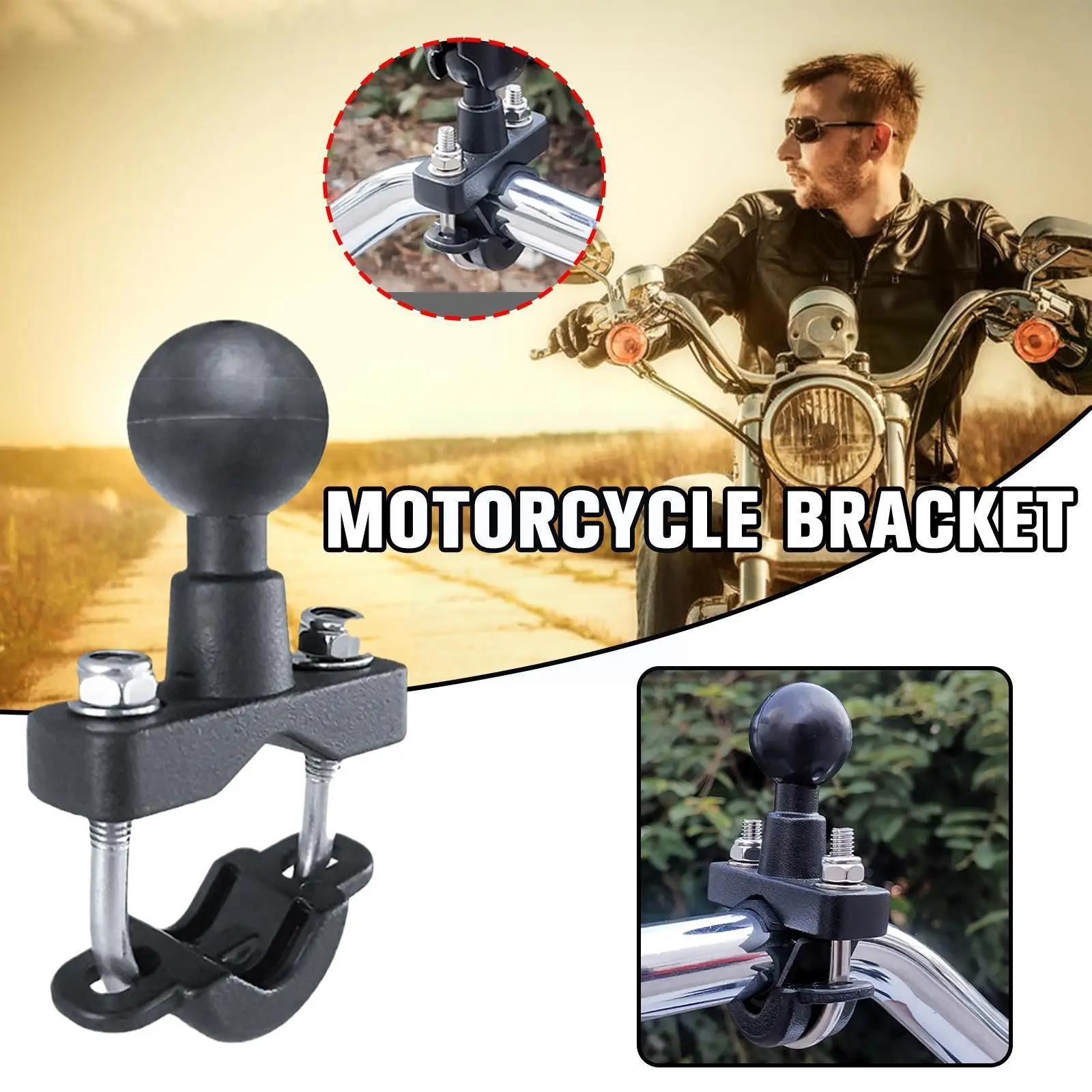 

1 Inch Ball U-Bolt Motorcycle Handlebar Bike Rail Rod Mount Base for Gopro Camera Smartphone for Garmin Sony RAM Mount C8L1