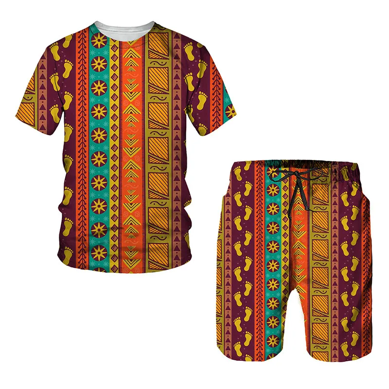 

Summer Men's Tracksuit African Ethnic Style 3D Print T-shirt Shorts Sets 2 Pieces Streetwear Sportswear Suits Oversized Clothing