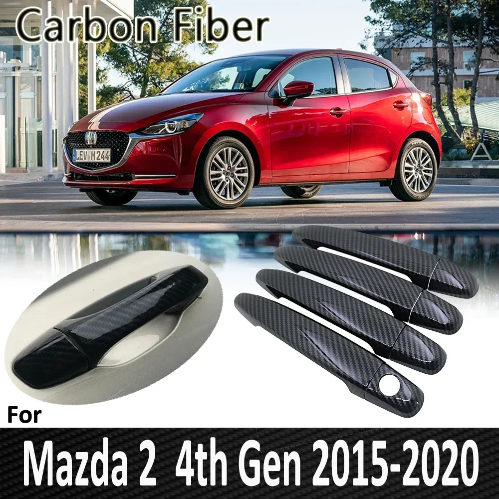 Черное углеродное волокно для Mazda 2 Demio DJ 2015 2016 2017 2018 2019 2020 крышка дверной ручки