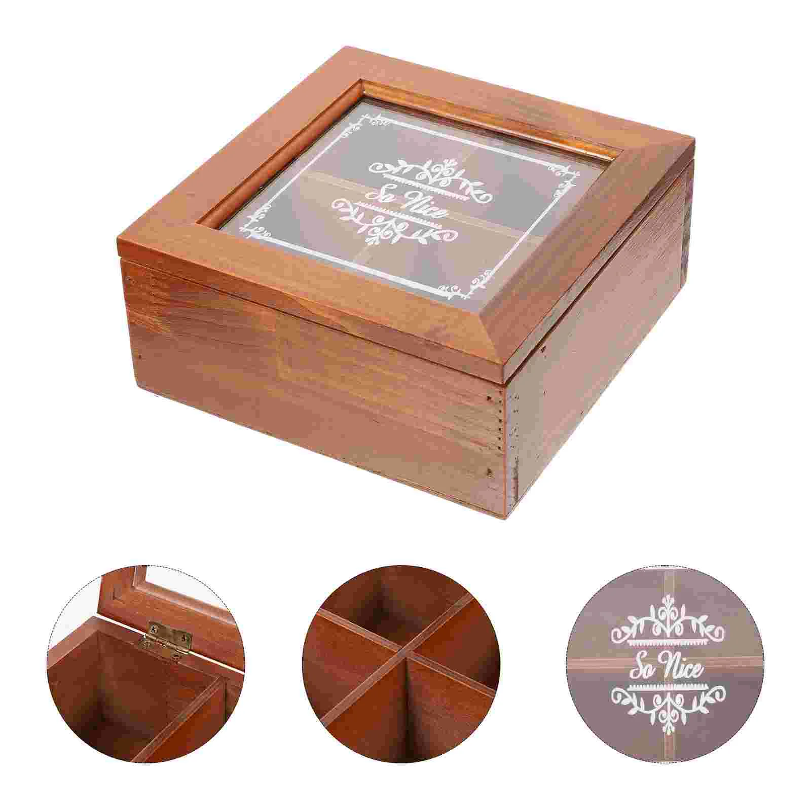 

Box Jewelry Organizer Wood Wooden Storage Tea Women Headbands Junk Case Trinket Holder Dispenser Rustic Keepsake Lids Display