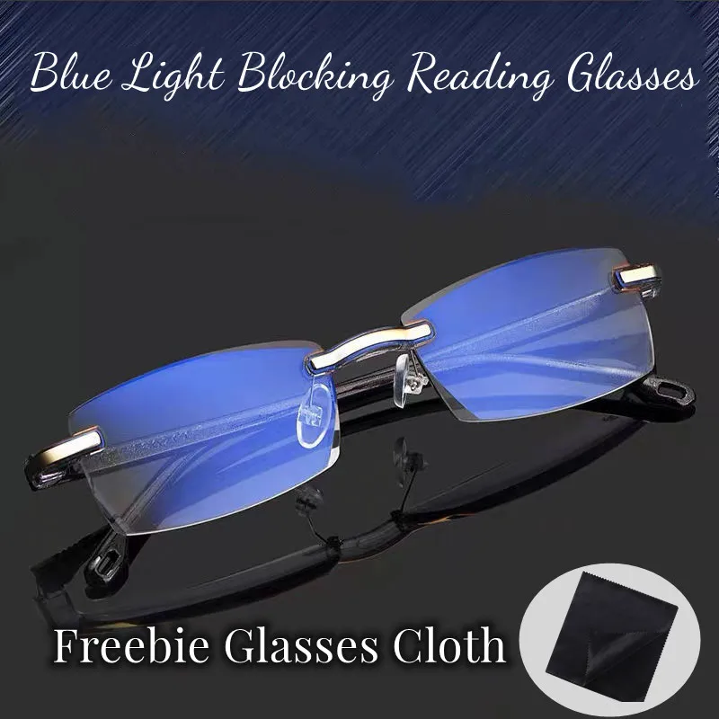 

Очки для чтения без оправы с 1 шт. бесплатных очков тканевые винтажные круглые металлические очки с защитой от сисветильник для мужчин и жен...