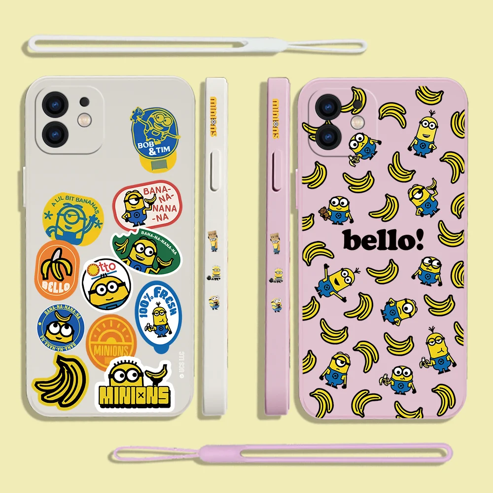 Милый мультяшный чехол minionss для телефона Xiaomi Redmi Note 11, 10, 10S, 9, 8, 7 Pro Plus, 10C, 9A, 9C, 9T, 4G, телефонные чехлы с ремешком на руку