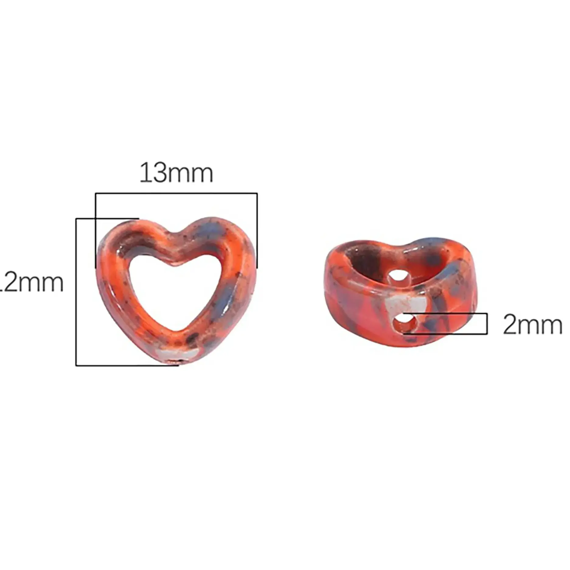 

13mm Irregular Hollow Peach Heart Ceramic Beads Diy Handmade Jewelry Necklace Phone Chain Accessories Material Loose Beads