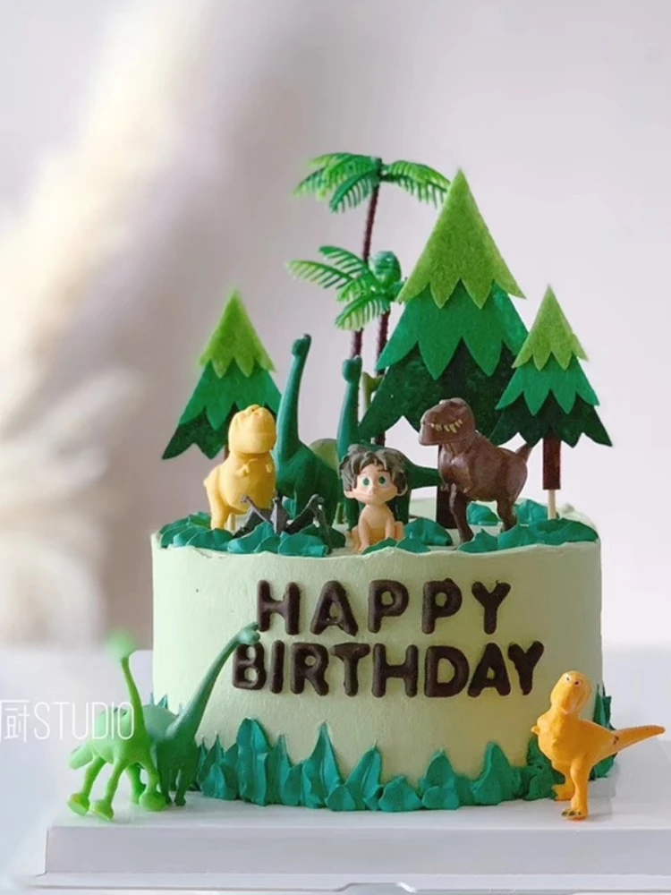 

Cake Card Gift Dinosaur 12-piece Forest Series Theme Coconut Tree Jurassic Style Birthday Decoration Boy Gift Children's Day