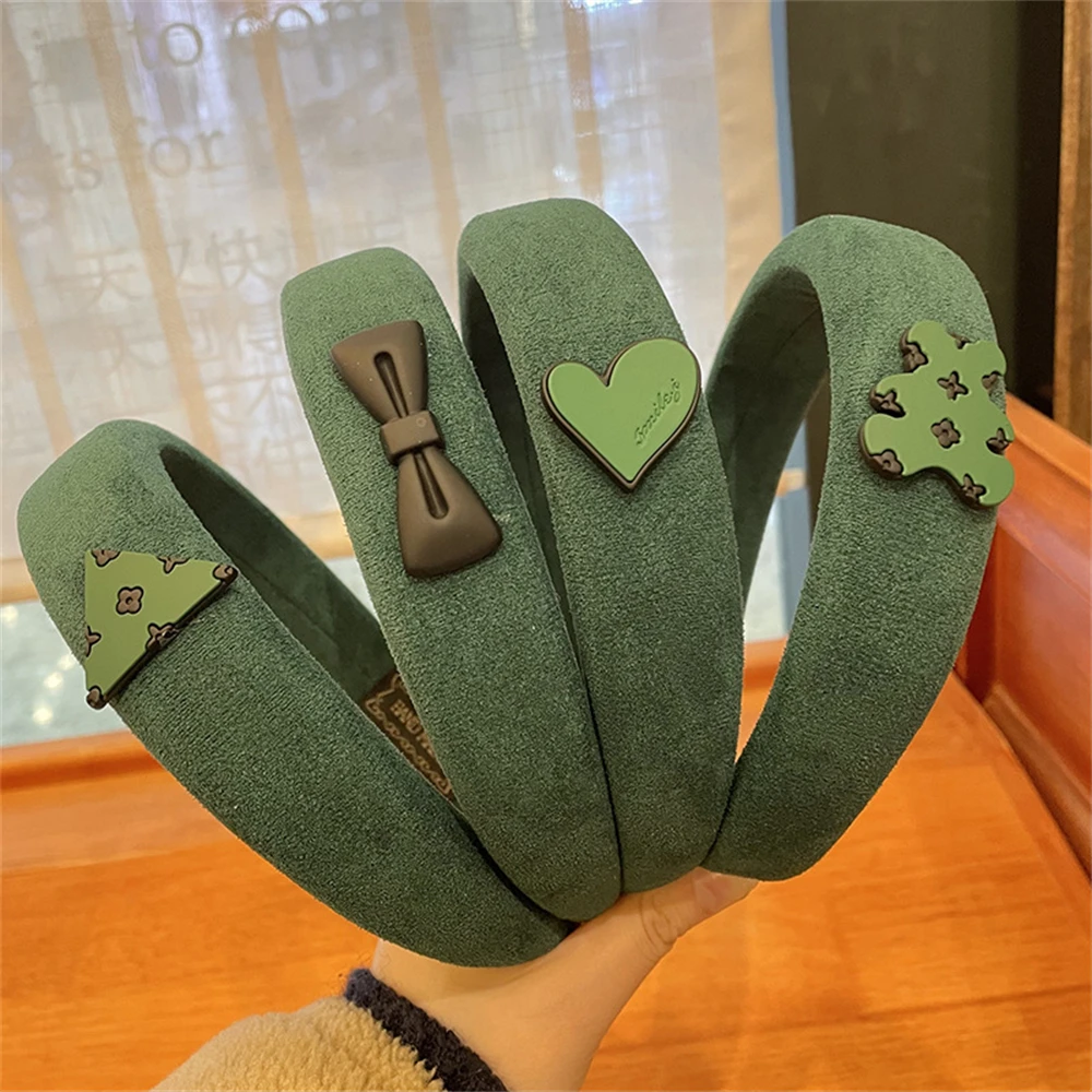 

Retro Green Series Fabric Bow Headbands Elegant Women Outdoor Yoga Hairbands Bangs Makeup Headwear Hair Accessories For Girls