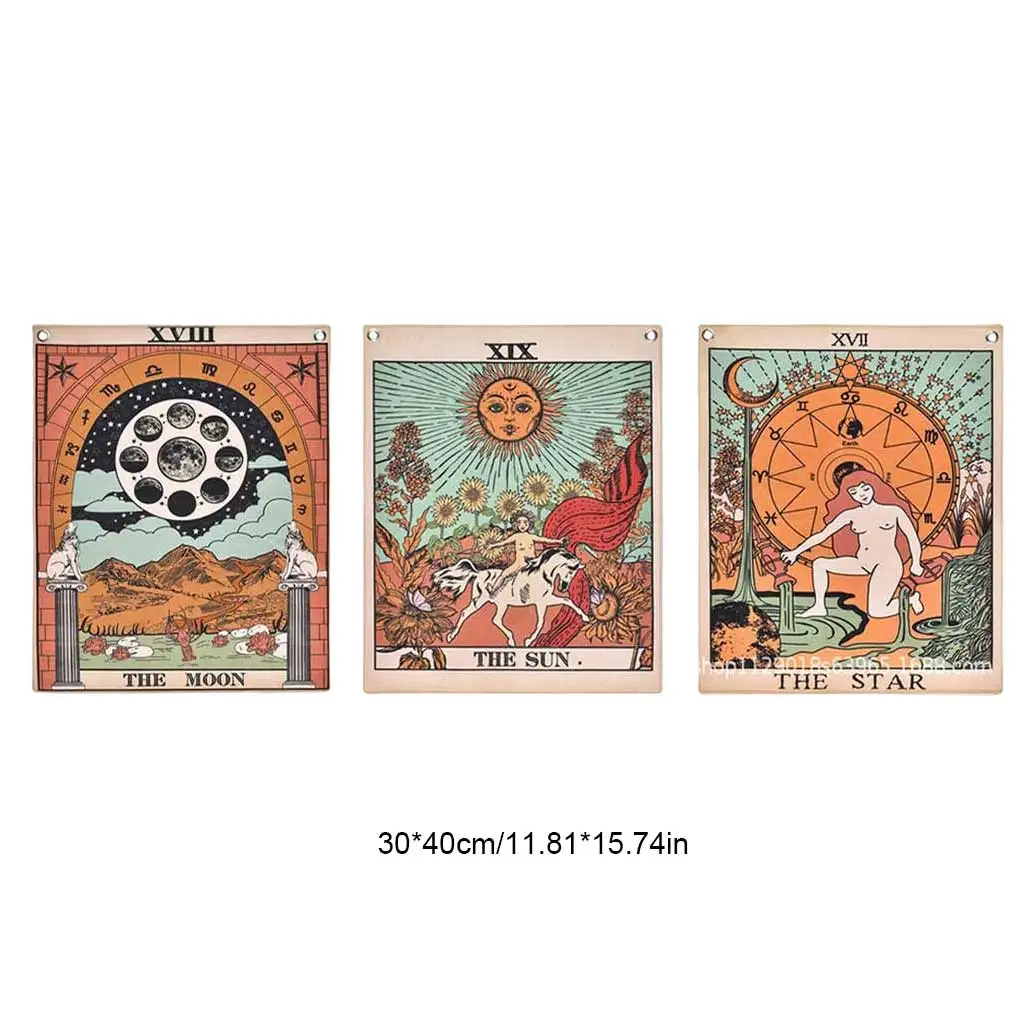 

Pack of 3 Tapestry Wall Decors Hanging Decoration Tapestries with 2 Buckles