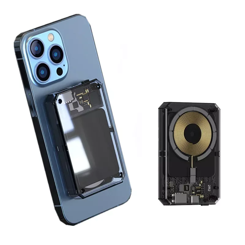 

Transparent Power Bank 15W Wireless Charger for iPhone 13pro max External Battery Fast Charger Backup Battery powerbank