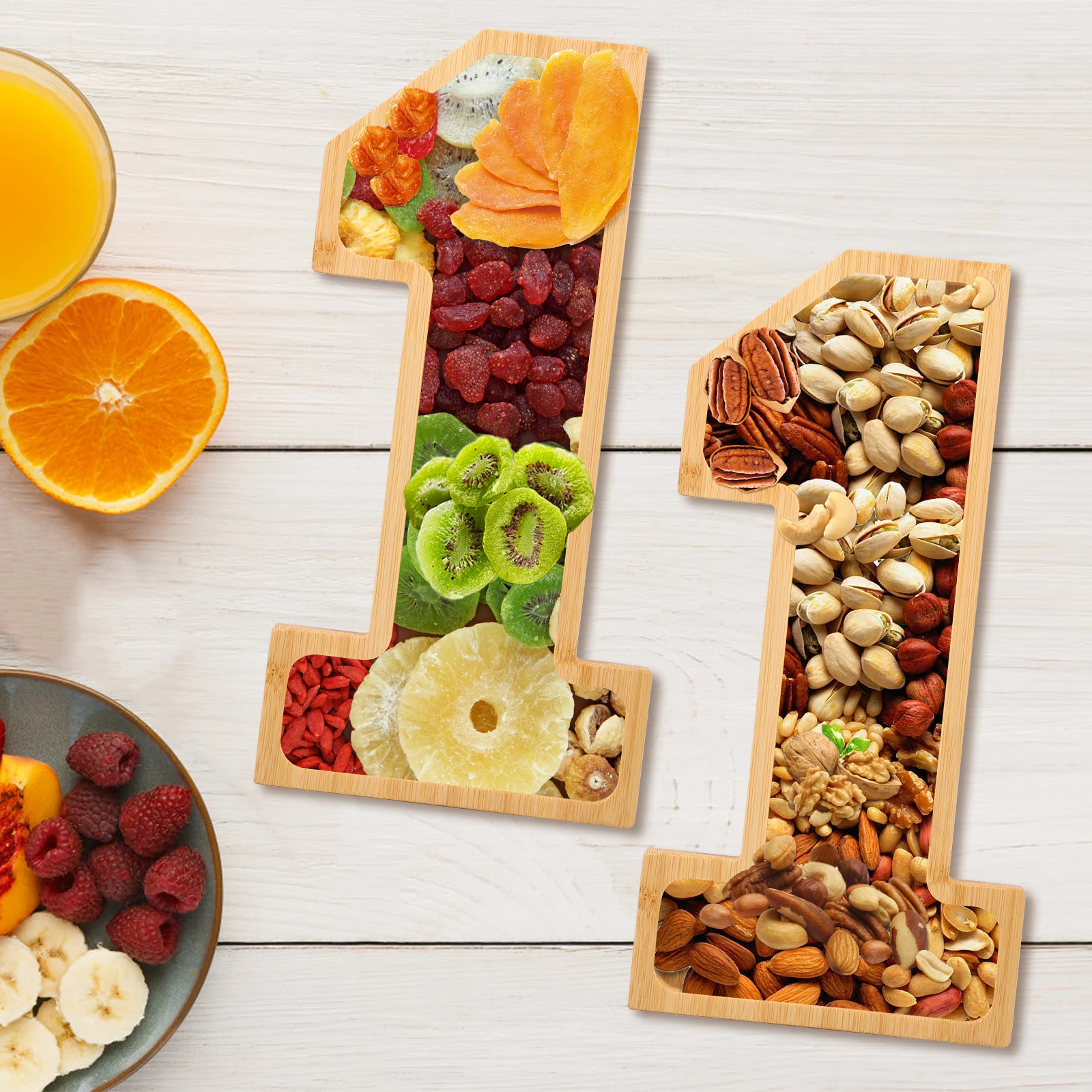 2 шт. поднос для закусок из бамбукового дерева простой в использовании