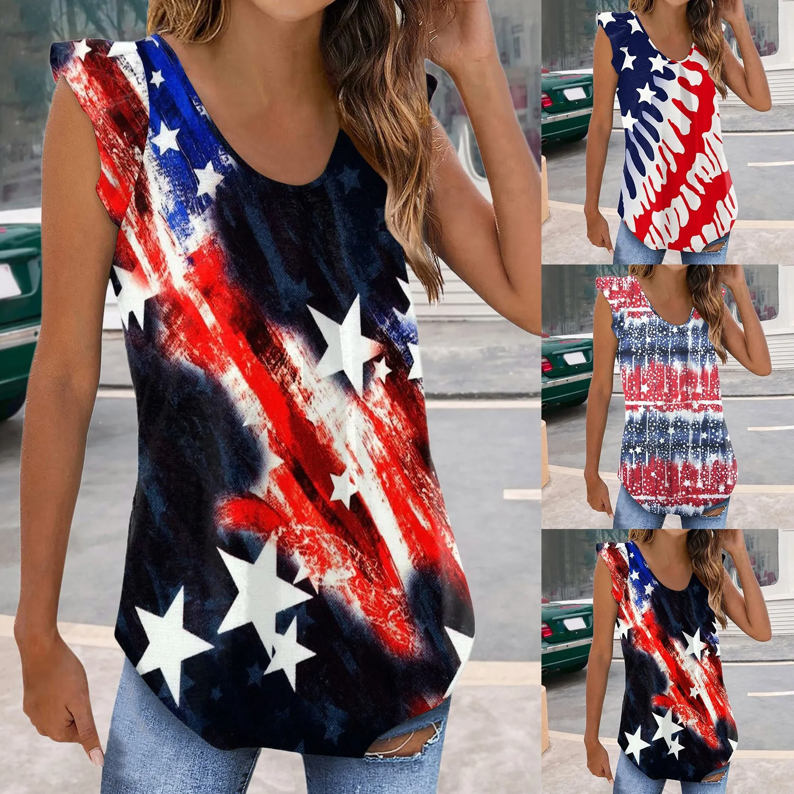 

T Shirt Womens Tank Tops Loose Fit Summer Tops Ruffled Sleeveless Shirts Pleated Dry Tech Shirt Women Sleeve