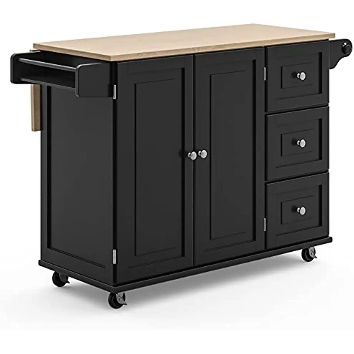 

Homestyles Dolly Madison Kitchen Cart Wood Top Drop Leaf Breakfast Bar Rolling Mobile Kitchen Island with Storage Towel
