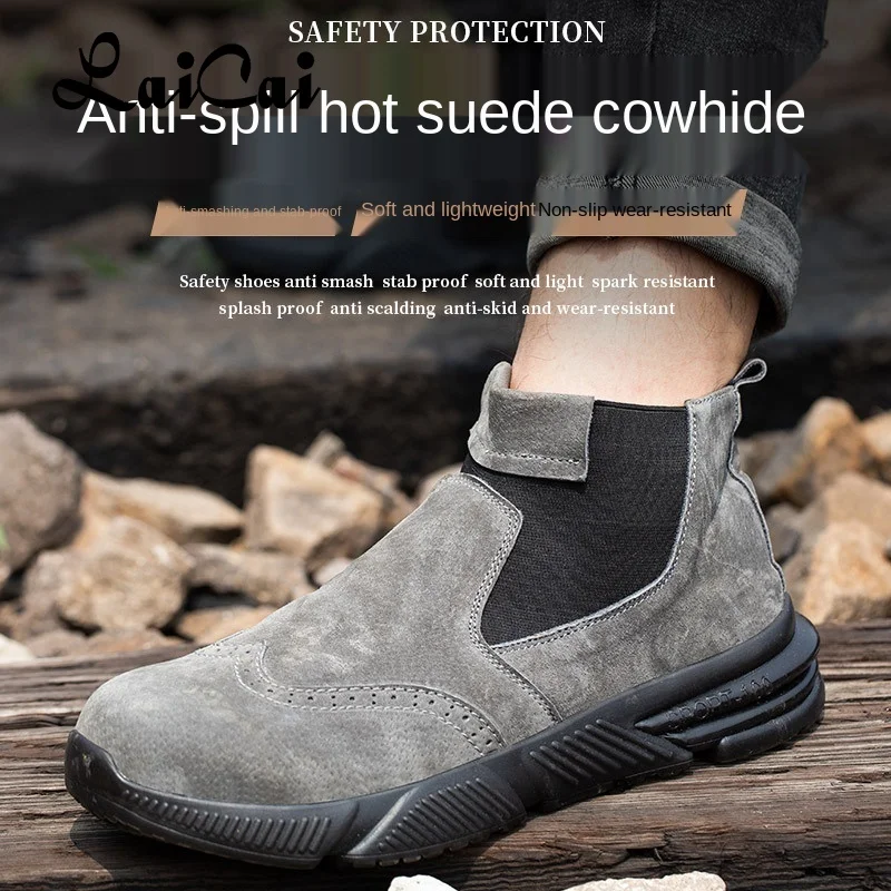 

New for Electric Welders Ant-Scald Protective Shoes Men's Anti-Smashing A An-Penetration Lightweigh Breathabl High-Top Work Shoe
