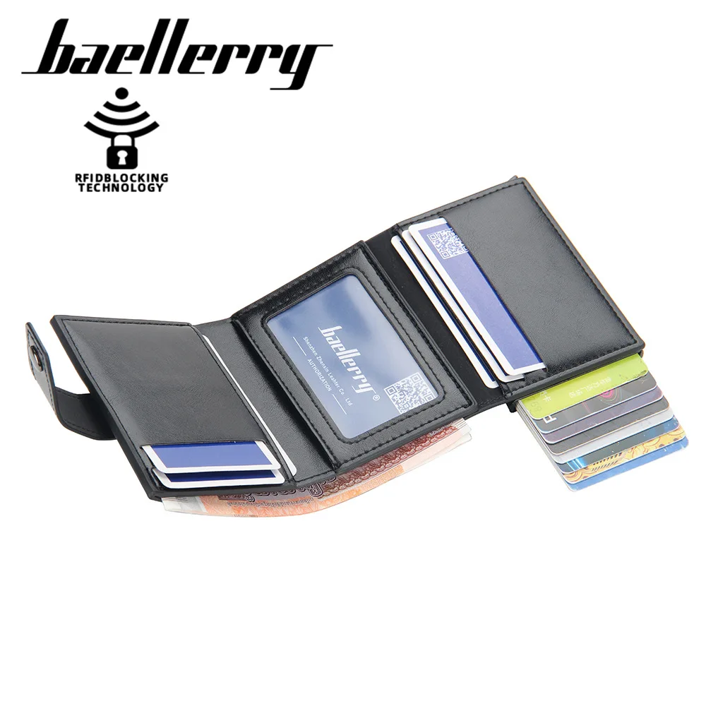 New RFID men's aluminum box card holder Europe and the United States multi-card position buckle anti-magnetic card holder wallet