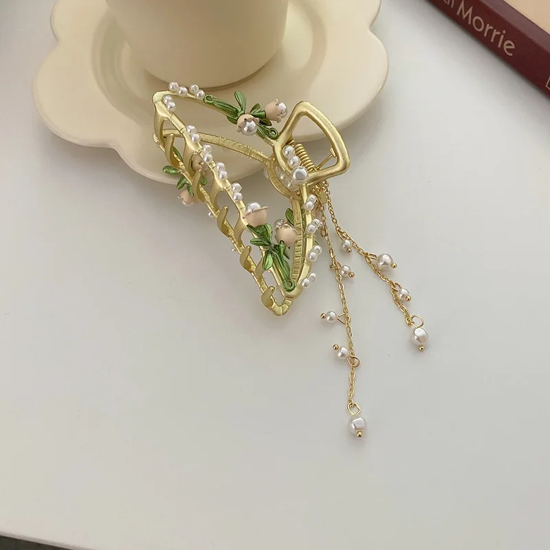 Женские Длинные заколки-крабы для волос золотистые винтажные металлические с