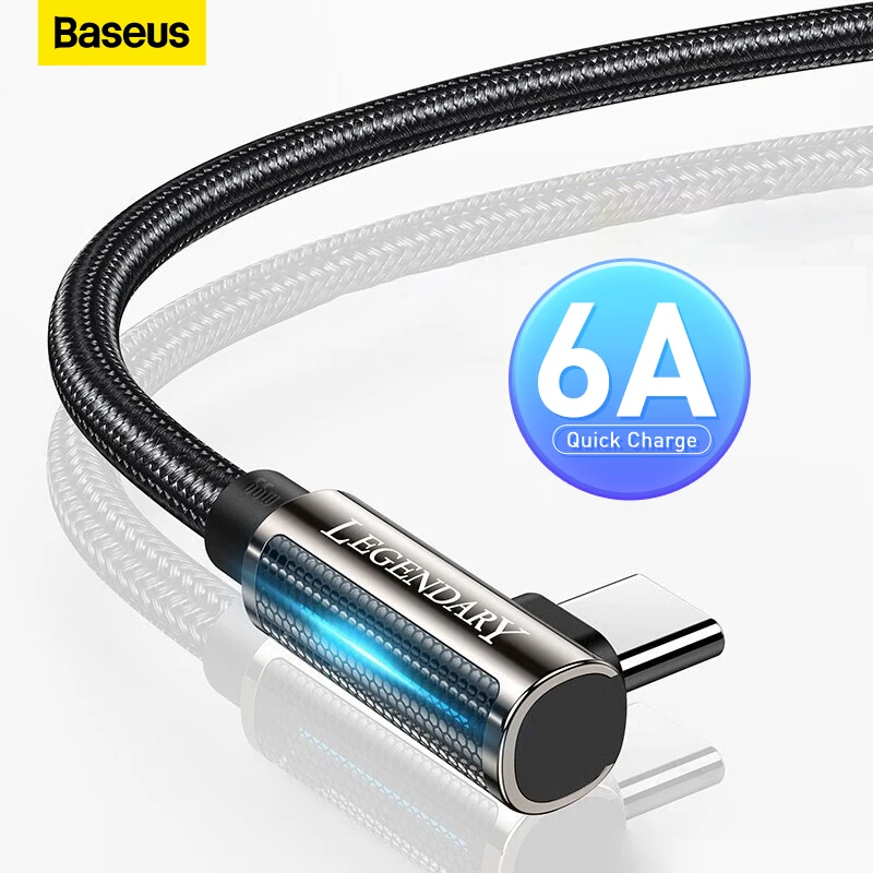 

Baseus 6A USB Type C Cable for Huawei P40 P30 Mate 40 30 Pro 66W Supercharge Quick Charge 3.0 Fast Charging USB-C Charger Cable