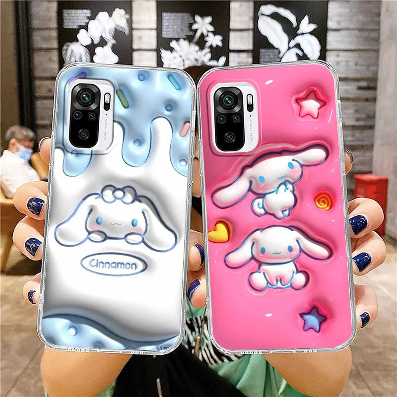 

3D Vision Sanrio Cinnamoroll Phone Case For Xiaomi Redmi Note 12 11E 11S 11 11T 10 10S 9 9T 9S 8 8T Pro Plus 5G 7 Transparent