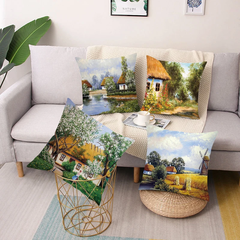 

Наволочка для подушки, 60 х60 см, с принтом в виде пейзажа