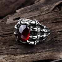 punk paw ring for men vintage hip hop metal geometric hollow finger ring silver color couple fashion jewelry party gift 2022