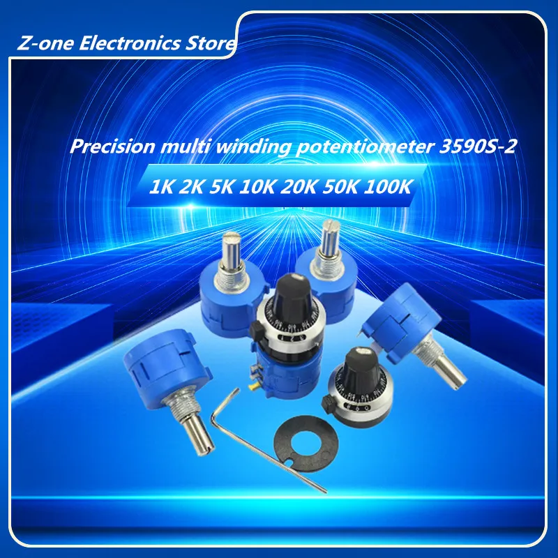 

Прецизионный многокатушечный обмоточный потенциометр 3590S-2, 1K, 2K, 5K, 10K, 20K, 50K, 100K, регулируемый резистор 3590, 102, 202, 502, 103, 1 шт.