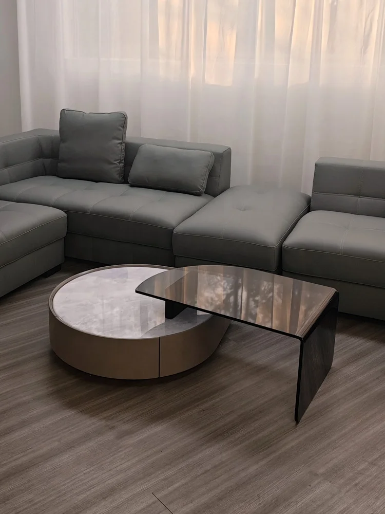 Современная мебель для гостиной стеклянный журнальный столик за каплевидным