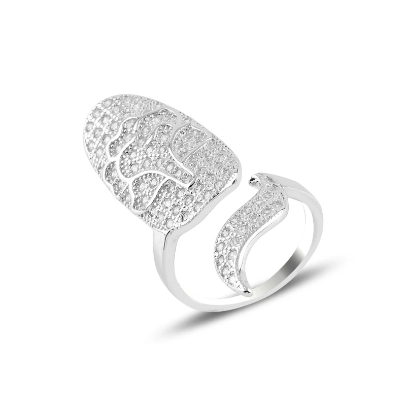 

Silver 925 Sterling Pattern Zircon Cubic Zirconia Adjustable Tall Ring