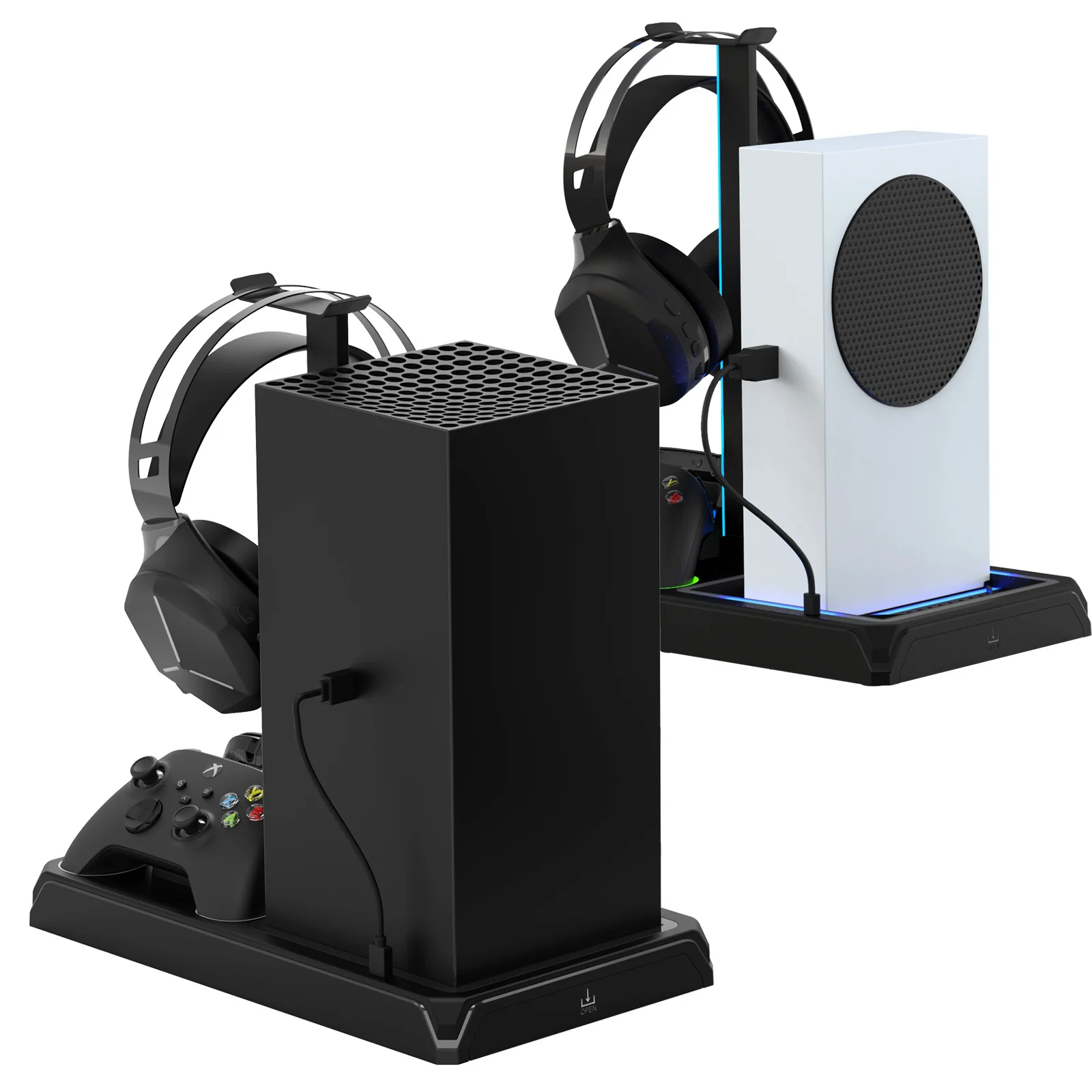 

For XBOX Series X/S Controller Handle Charger Bracket RGB Light Charging Cooling Fan Base Stand Multifunction Vertical Stand