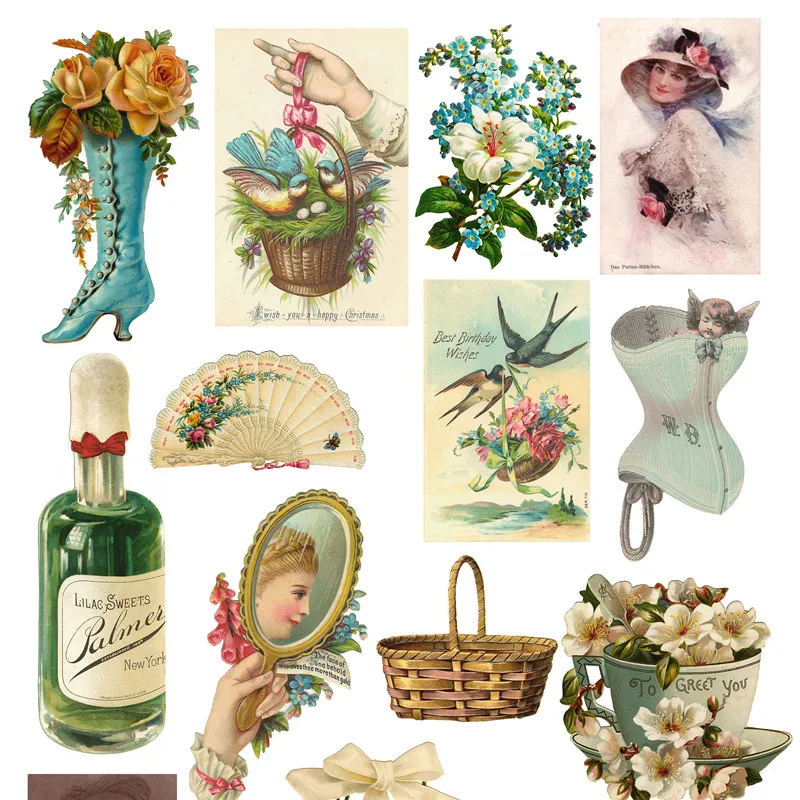 15Pcs/Pack Retro Vintage Girls Flowers Sticker DIY Craft Scrapbooking Album Junk Journal Decorative Stickers