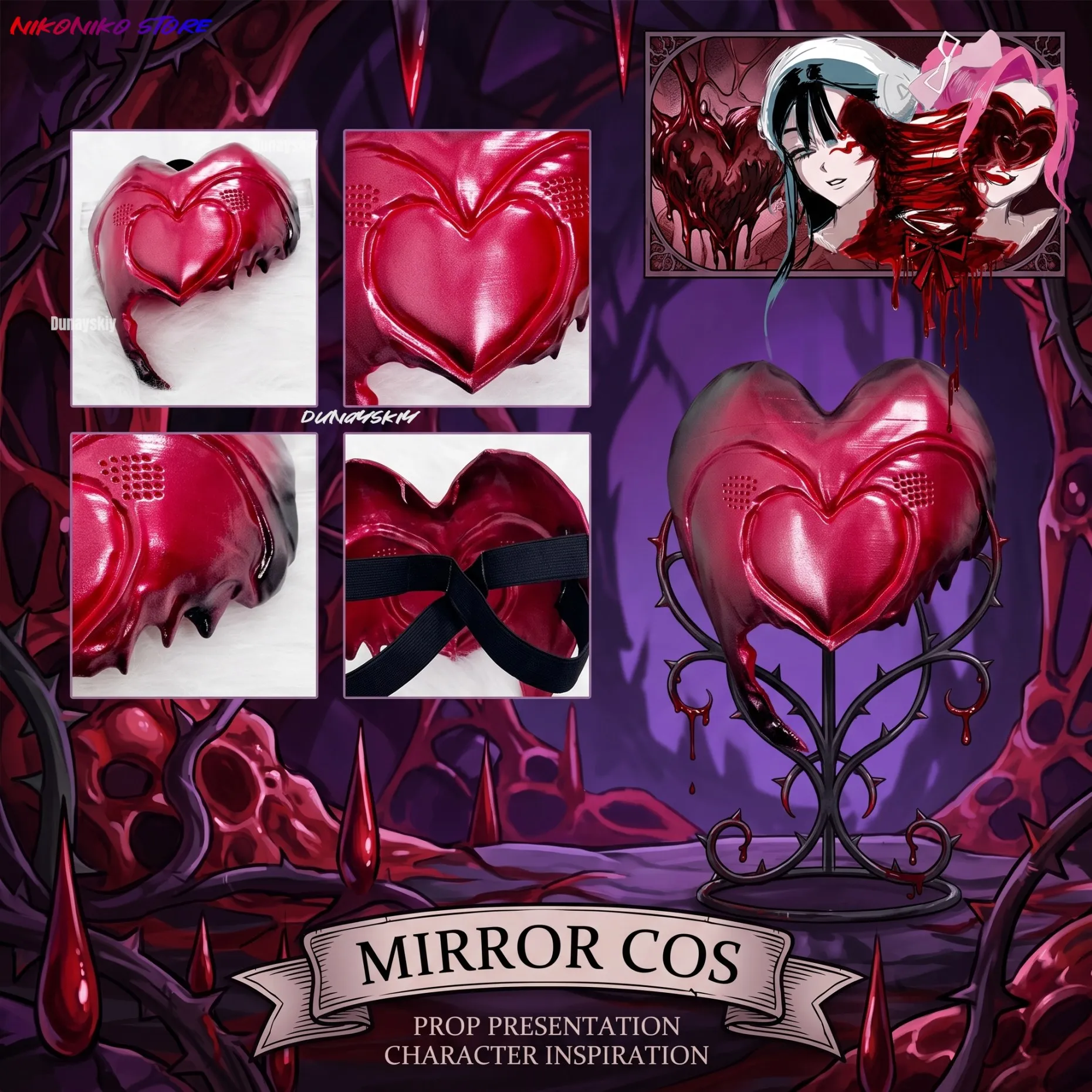 Фото Маска Zombiestage Mizi Anime Alienstage Black Heart для косплея, визуальная версия, женская, в виде маленького кролика, реквизит для Хэллоуина, новинка №1