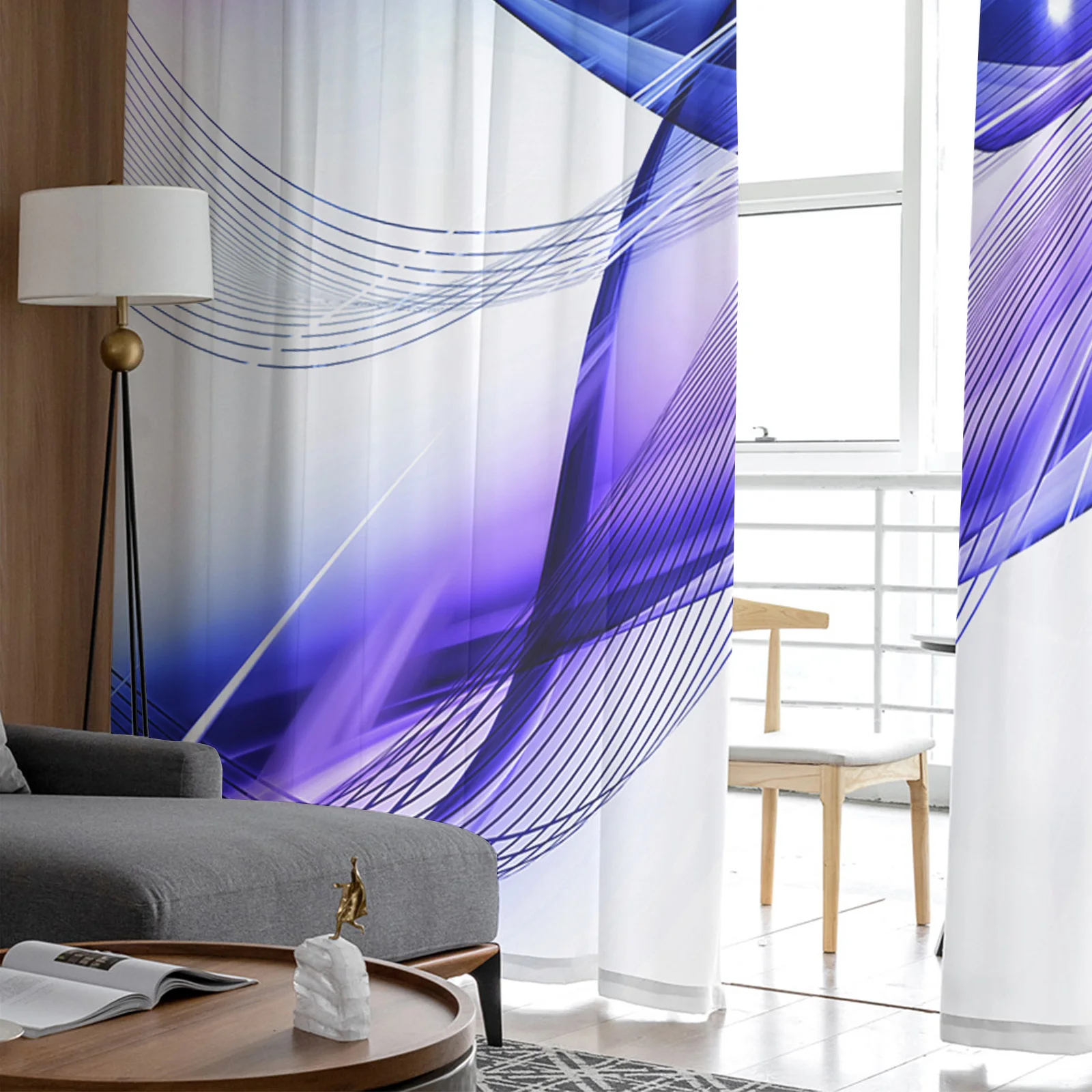 Прозрачные Занавески с голубыми кристаллами абстрактные драпировки для