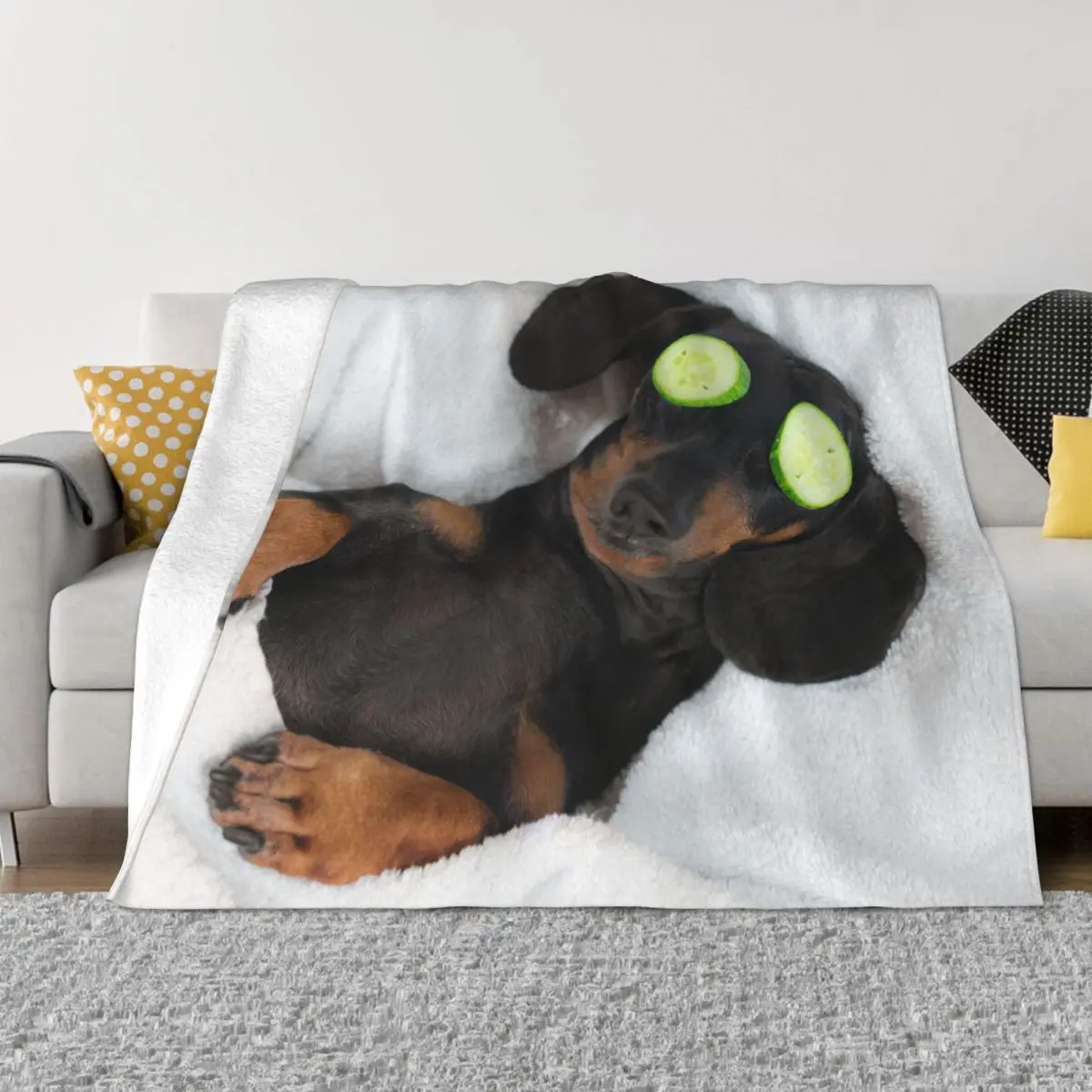 

Dog Dachshund Knitted Blanket Fleece Gift for Animal Dogs Lover Lightweight Throw Blankets for Car Sofa Couch Bedroom Quilt
