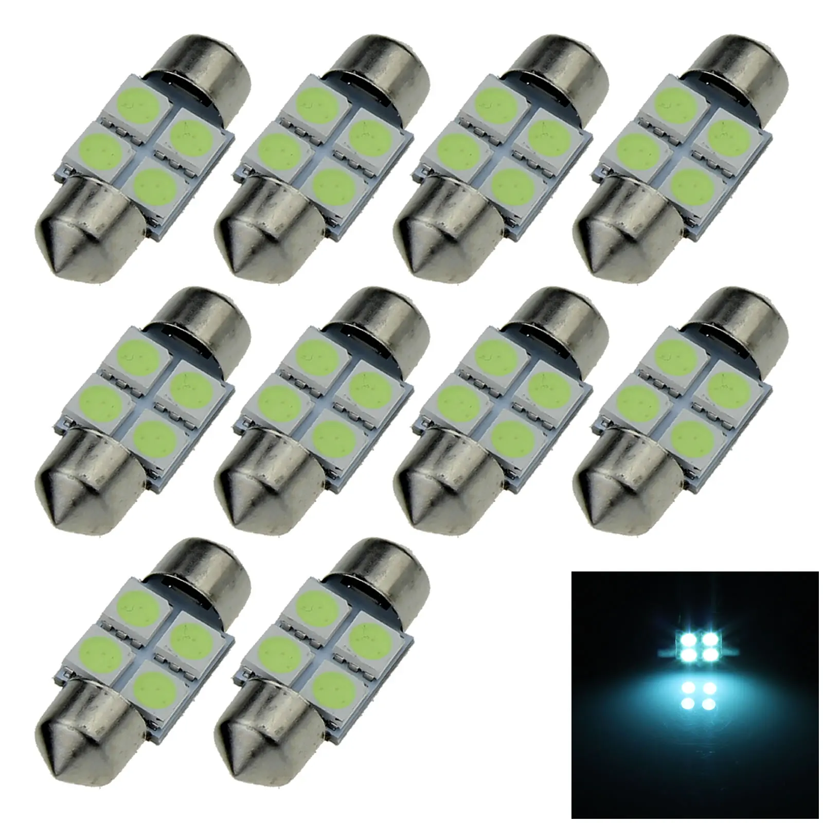 10x ледяная синяя автомобильная лампа 31 мм фотолампа 4 излучателя 5050 SMD 32