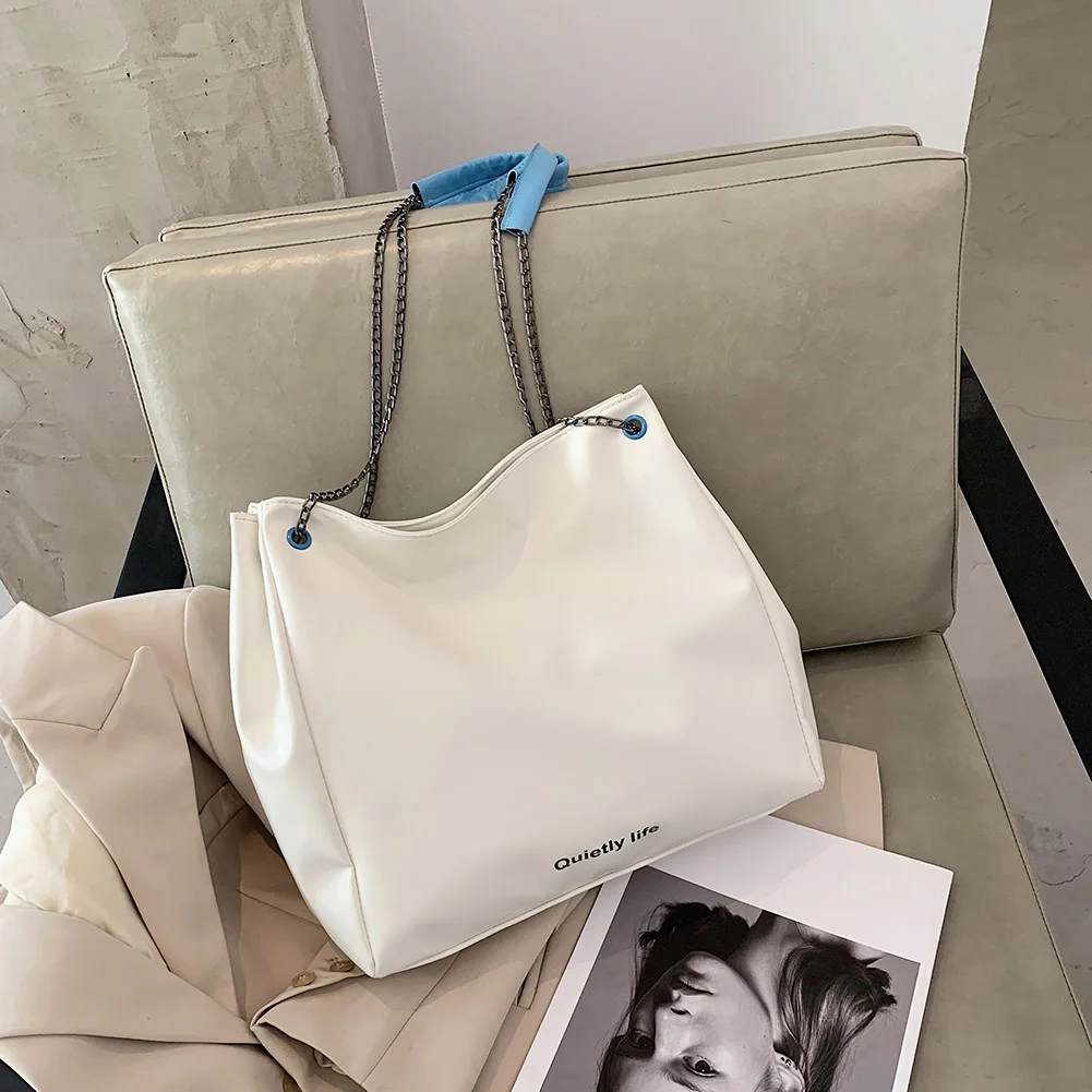 

Fashion Hit Color Women Handbag Female PU Leather Shoulder Shopping Bucket Bags Popular Simple Female Daily Bag