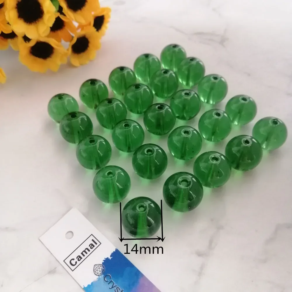 Camal 25 шт. 14 мм натуральное гладкое зеленое стекло круглые свободные