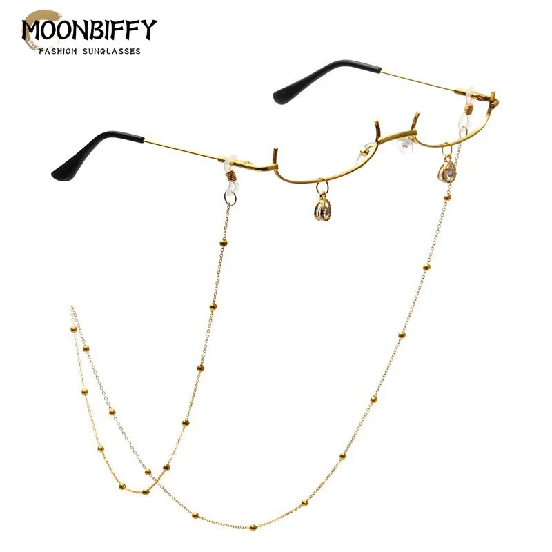 

Half-frame Decorative Glasses Without Lenses Japanese Eyeglasses Frame Photography Props Black Frame Eyewear with Chain Pendant