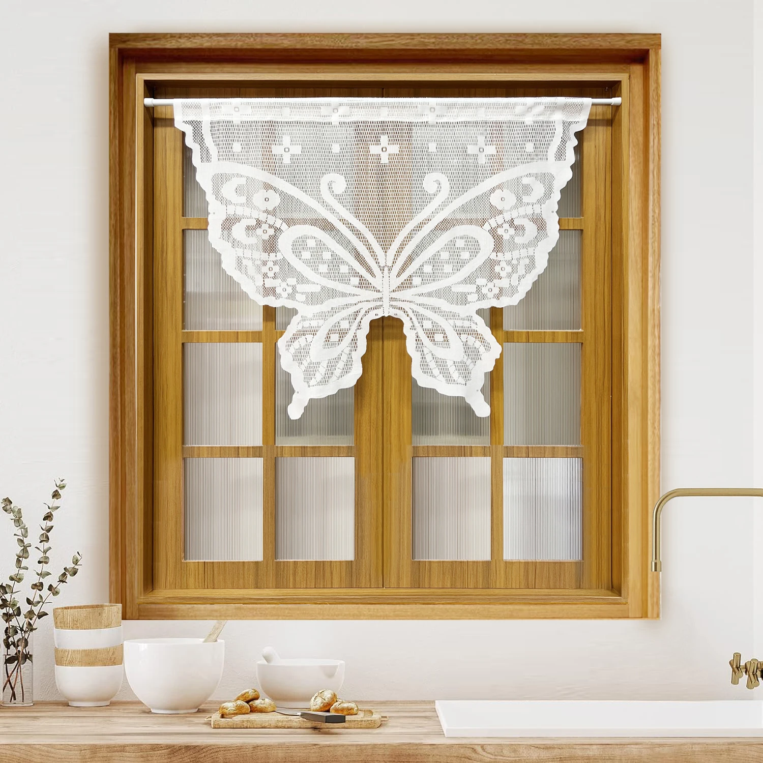 Короткие шторы с вышивкой в виде бабочки, винтажные полузанавески для кухни в деревенском стиле, карманные шторы для дверей