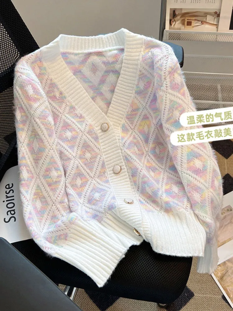 Элегантный модный однобортный кардиган осенний женский тонкий укороченный топ с