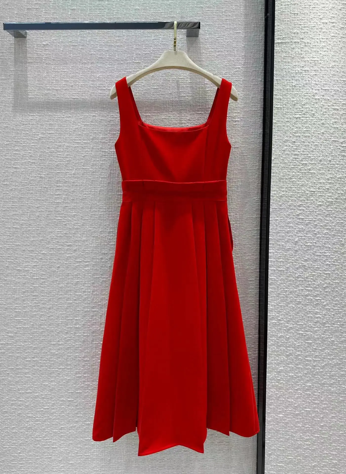 High Quality 2023 Summer Women Fashion Runway Holiday Long Dress Ladies Slim Hot Sale Red / Black Bow Sleeveless Dresses