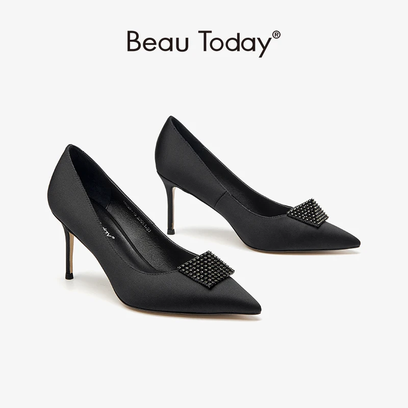 

Beautoday/женские туфли-лодочки на высоком каблуке с острым носком; Элегантные женские туфли ручной работы; 16026