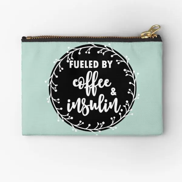 Fueled By Coffee And Insulin Diabetics  Zipper Pouches Wallet Underwear Small Panties Pocket Bag Storage Packaging Cosmetic