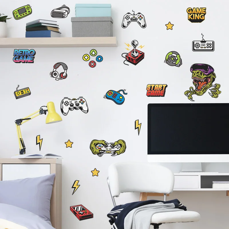 

Funny Cartoon Personality Game Remote Control Handle Earphone Boy Room Porch Decorative Wall Stickers Creative DIY Self-adhesive