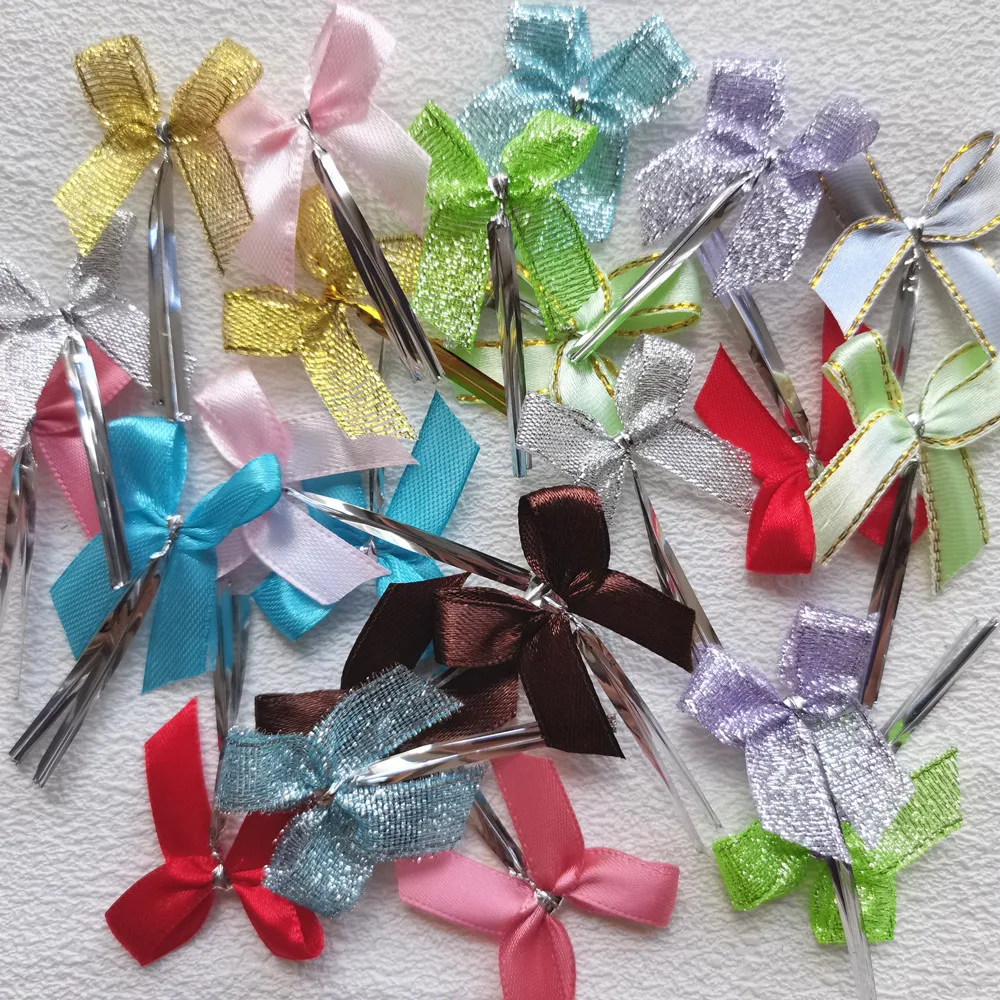 

50pcs Mix colors MINI Bowknot Sealing wire bakery packing sealing bread cake decoration Wire Twist Tie christmas bows Tie