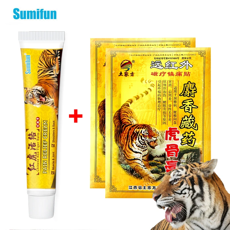 

1Pcs Tiger Balm Analgesic Patch + 2Bags Tiger Muscle Joint Sprain Pain Relief Cream Arthritis Rheumatism Knee Massage Plaster